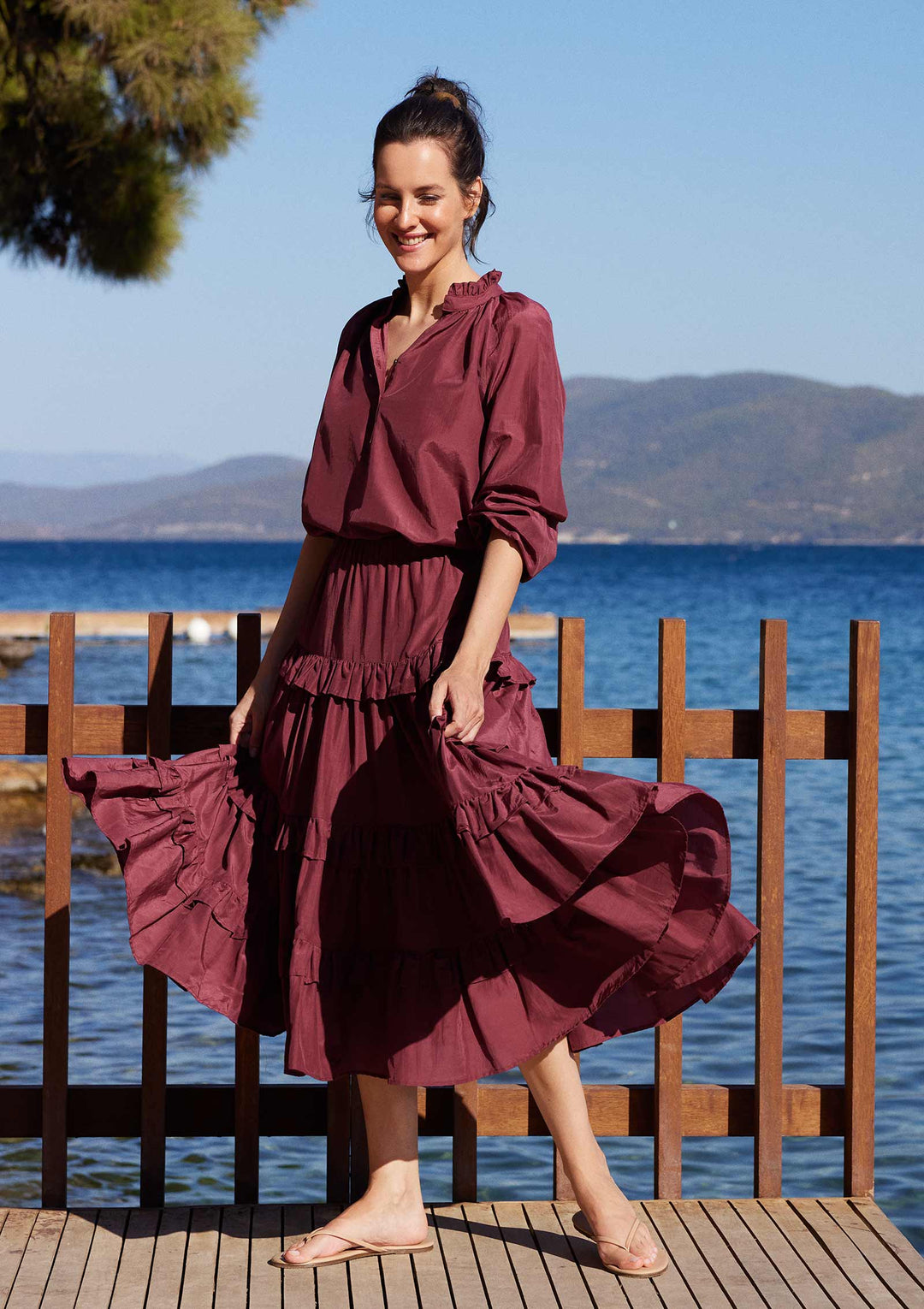 Azalea Etek - Bordo