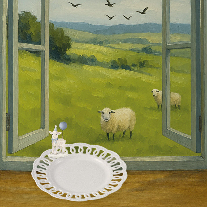 Seferî Storyteller Tabak Süsü - Joyful Lambs - Mavi Balon - 4'lü Set