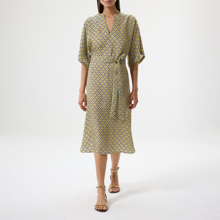 Lotus Garden Midi Elbise - Yeşil