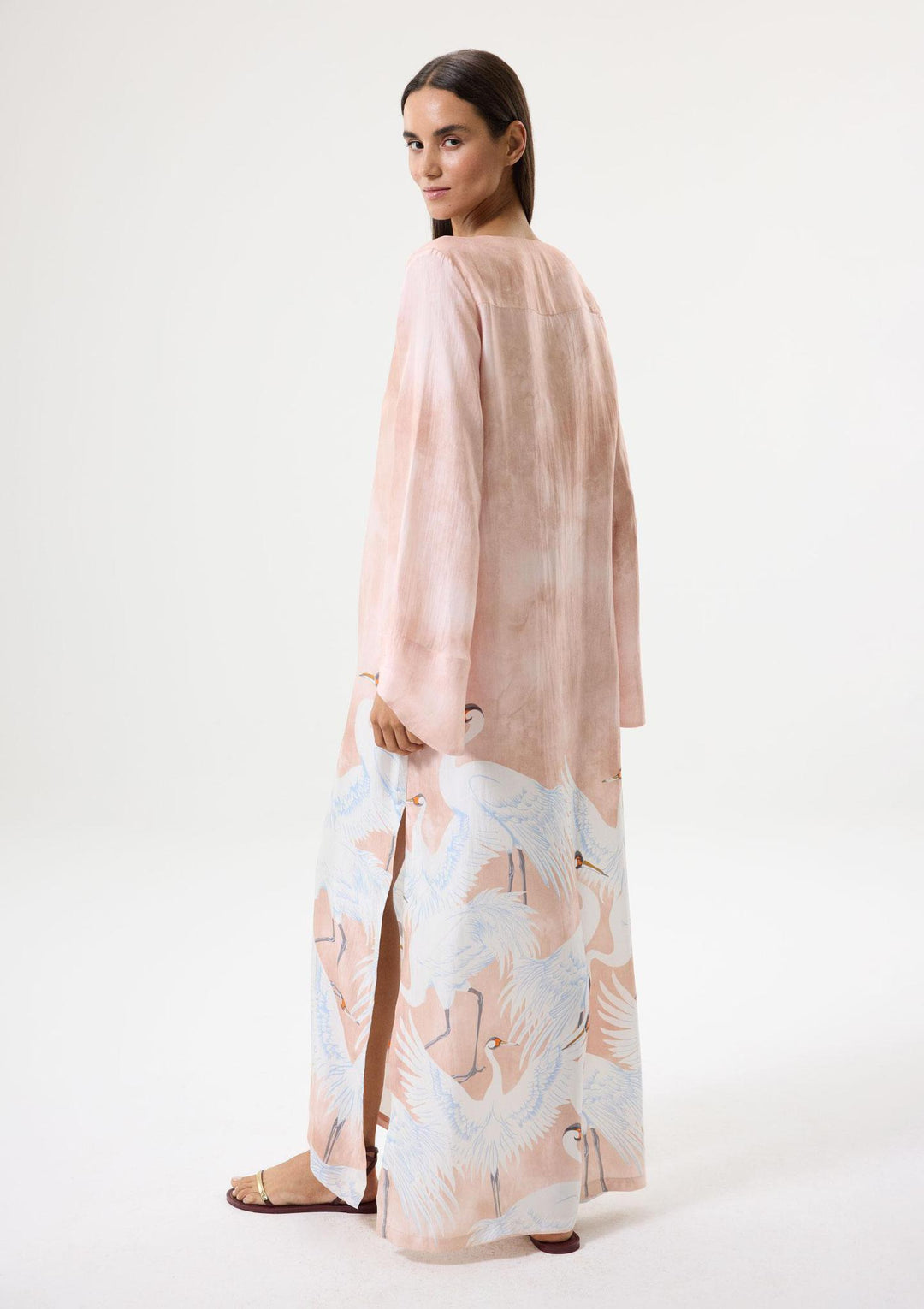 Crane İpek Uzun Kaftan