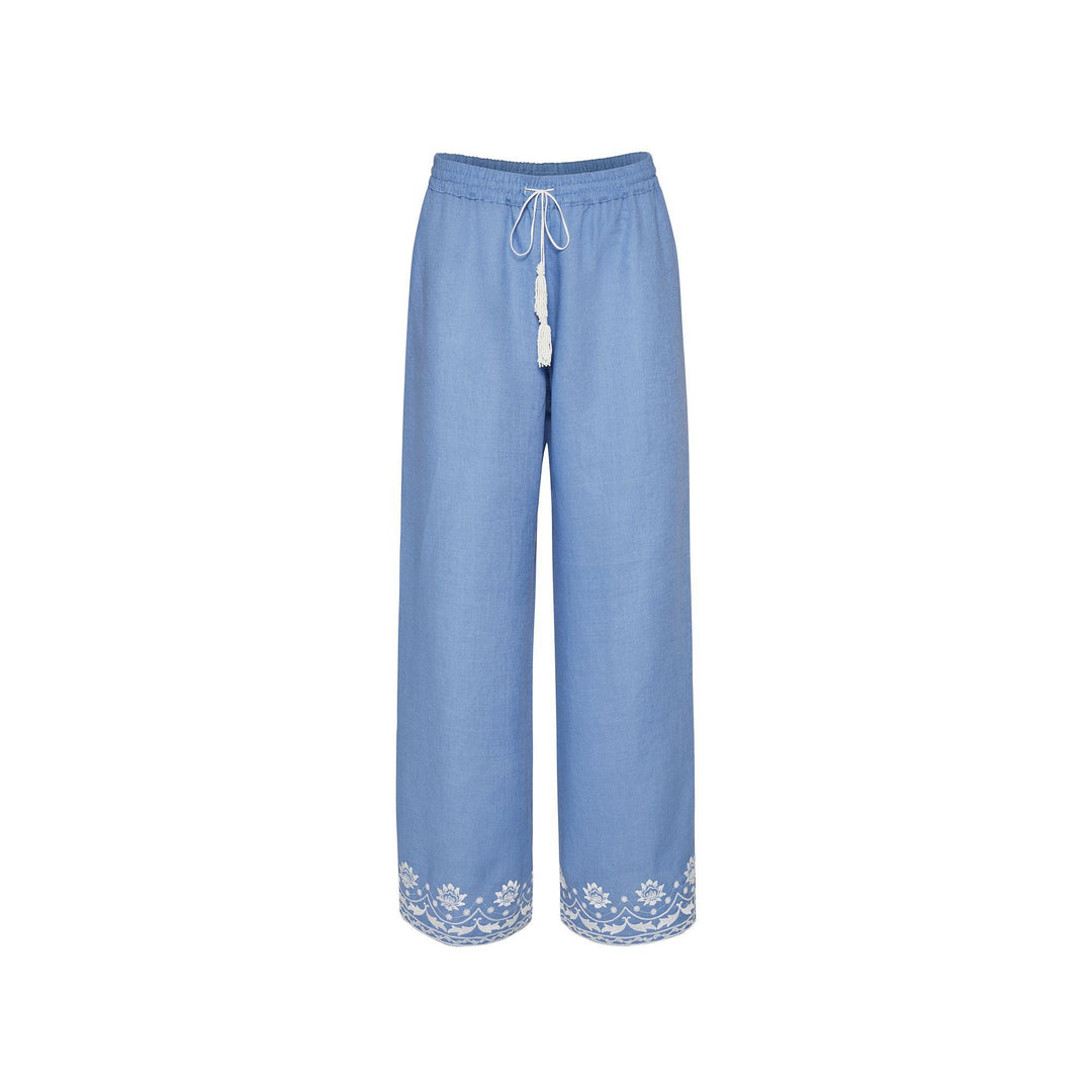Bloom Nakışlı Pantolon - Mavi