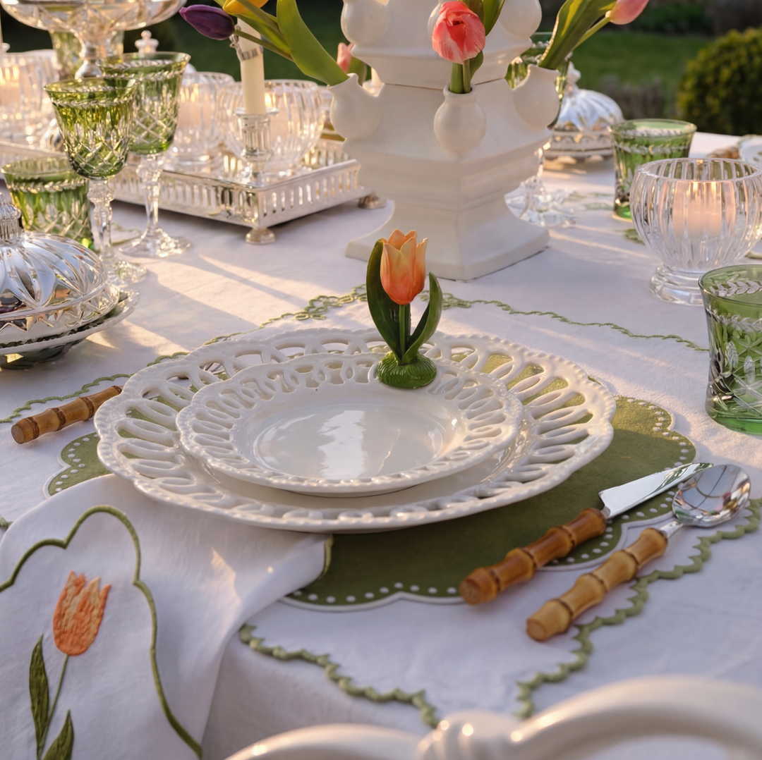 Seferî Embroidered Napkin - Tulip Garden - Set of 4