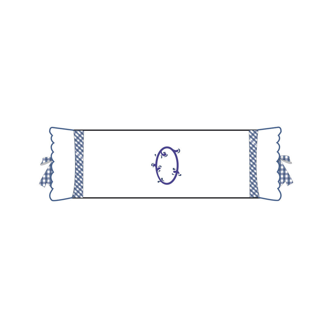 Seferî Flower Garden Bolster Cushion Cover with Monogram Embroidery - Blue