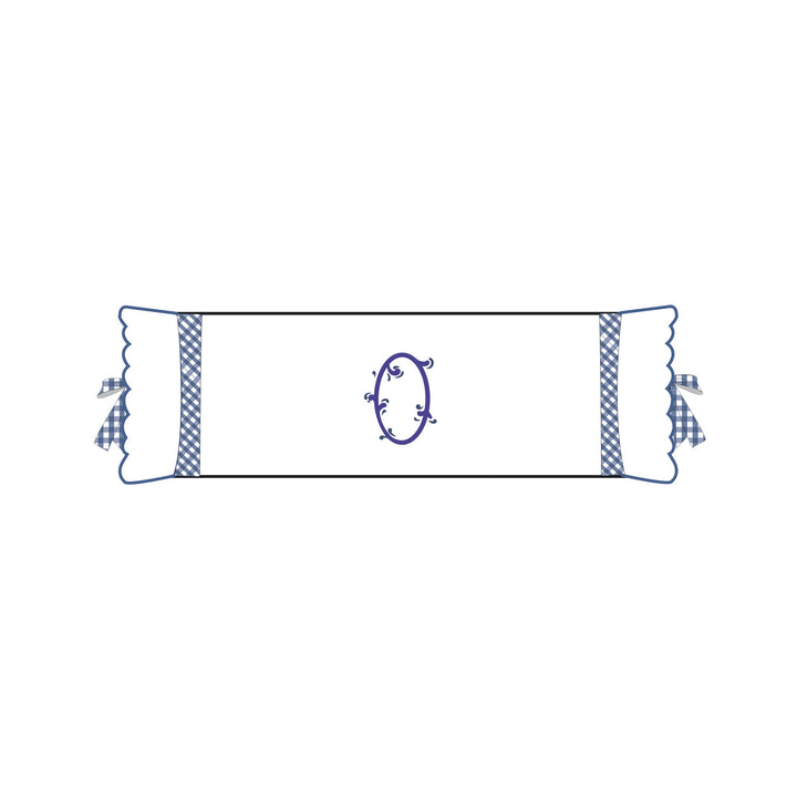 Seferî Flower Garden Bolster Cushion Cover with Monogram Embroidery - Blue