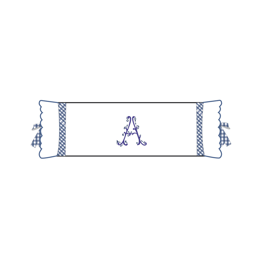 Seferî Flower Garden Bolster Cushion Cover with Monogram Embroidery - Blue