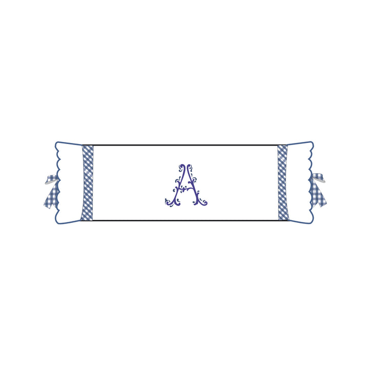 Seferî Flower Garden Bolster Cushion Cover with Monogram Embroidery - Blue
