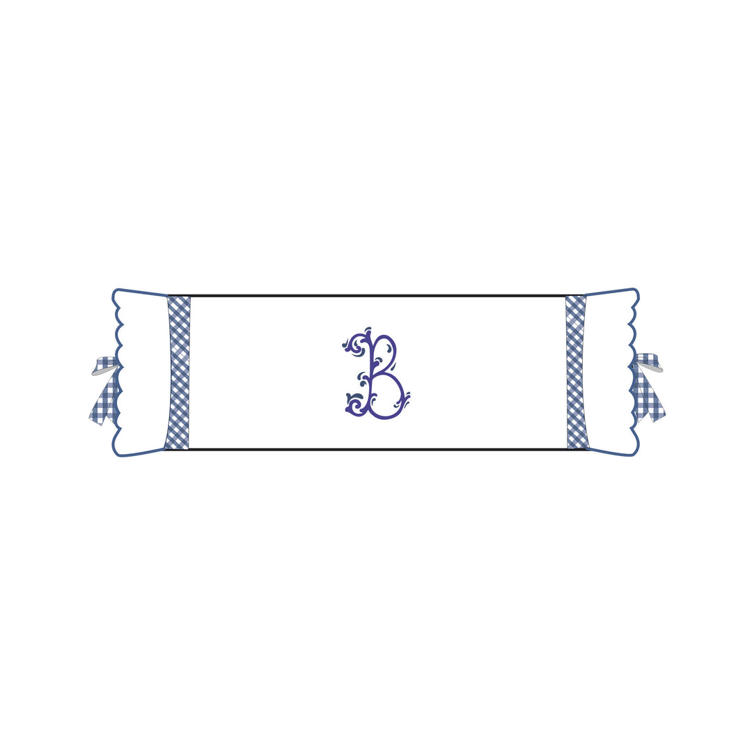 Seferî Flower Garden Bolster Cushion Cover with Monogram Embroidery - Blue