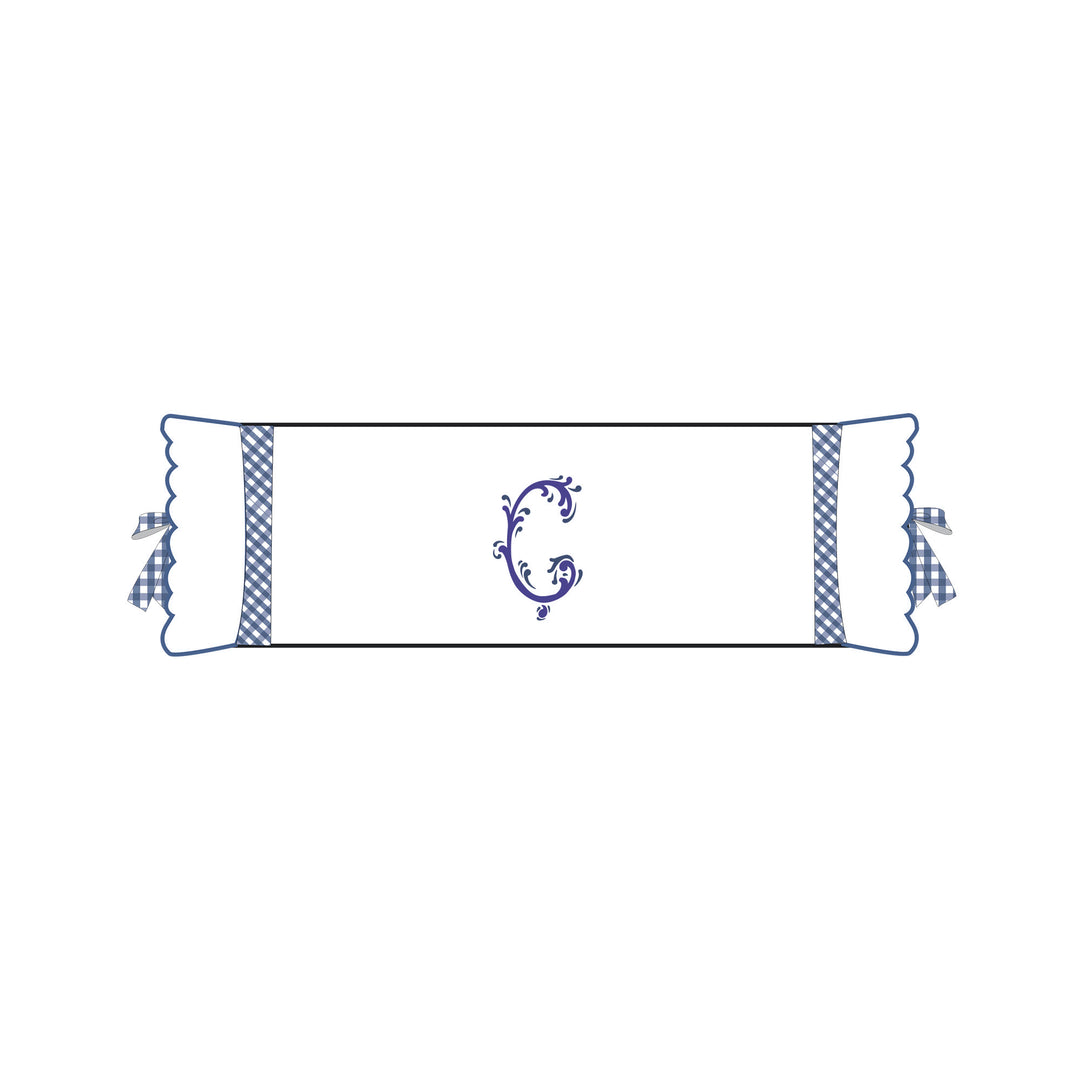 Seferî Flower Garden Bolster Cushion Cover with Monogram Embroidery - Blue