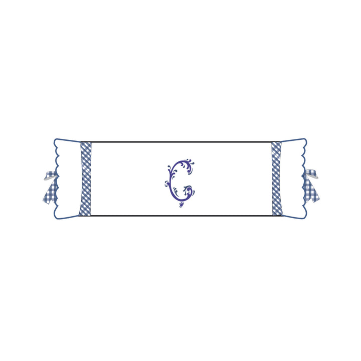 Seferî Flower Garden Bolster Cushion Cover with Monogram Embroidery - Blue