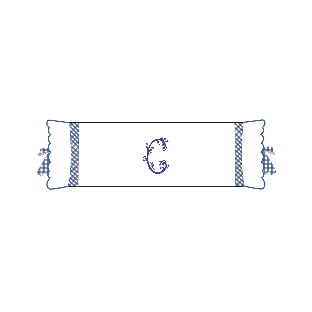 Seferî Flower Garden Bolster Cushion Cover with Monogram Embroidery - Blue