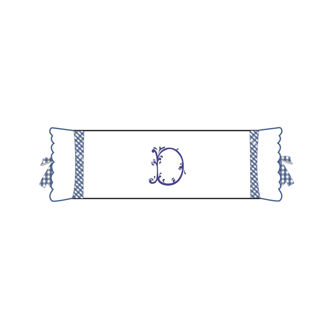 Seferî Flower Garden Bolster Cushion Cover with Monogram Embroidery - Blue