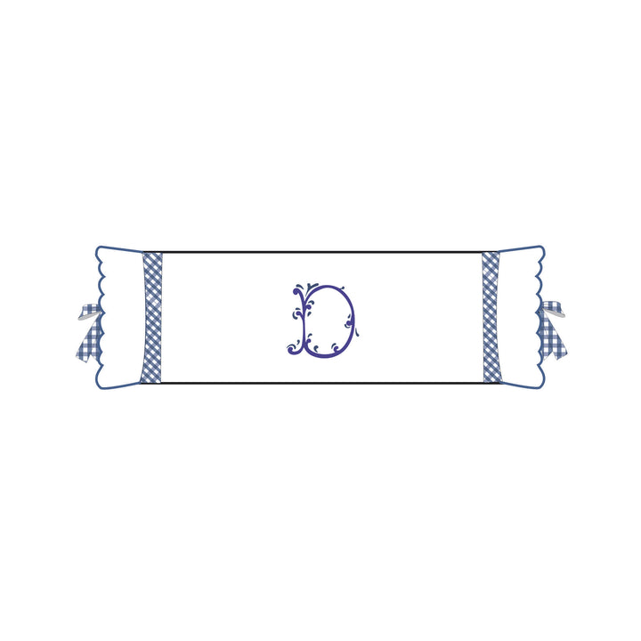 Seferî Flower Garden Bolster Cushion Cover with Monogram Embroidery - Blue