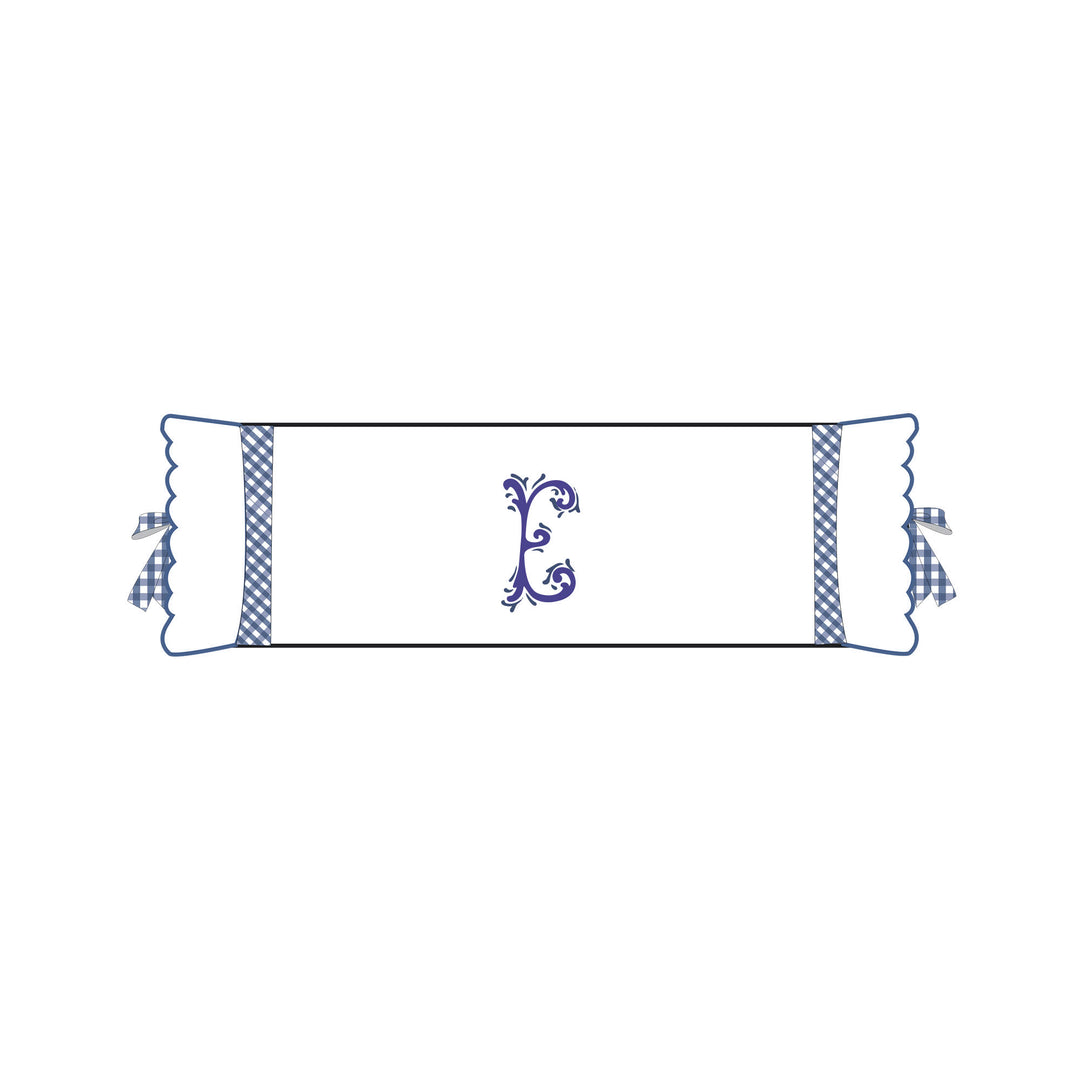 Seferî Flower Garden Bolster Cushion Cover with Monogram Embroidery - Blue