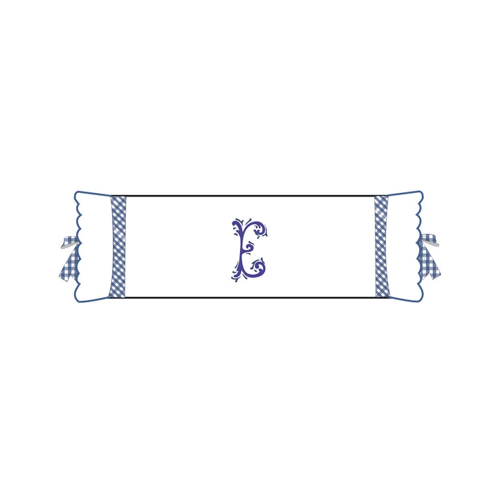 Seferî Flower Garden Bolster Cushion Cover with Monogram Embroidery - Blue