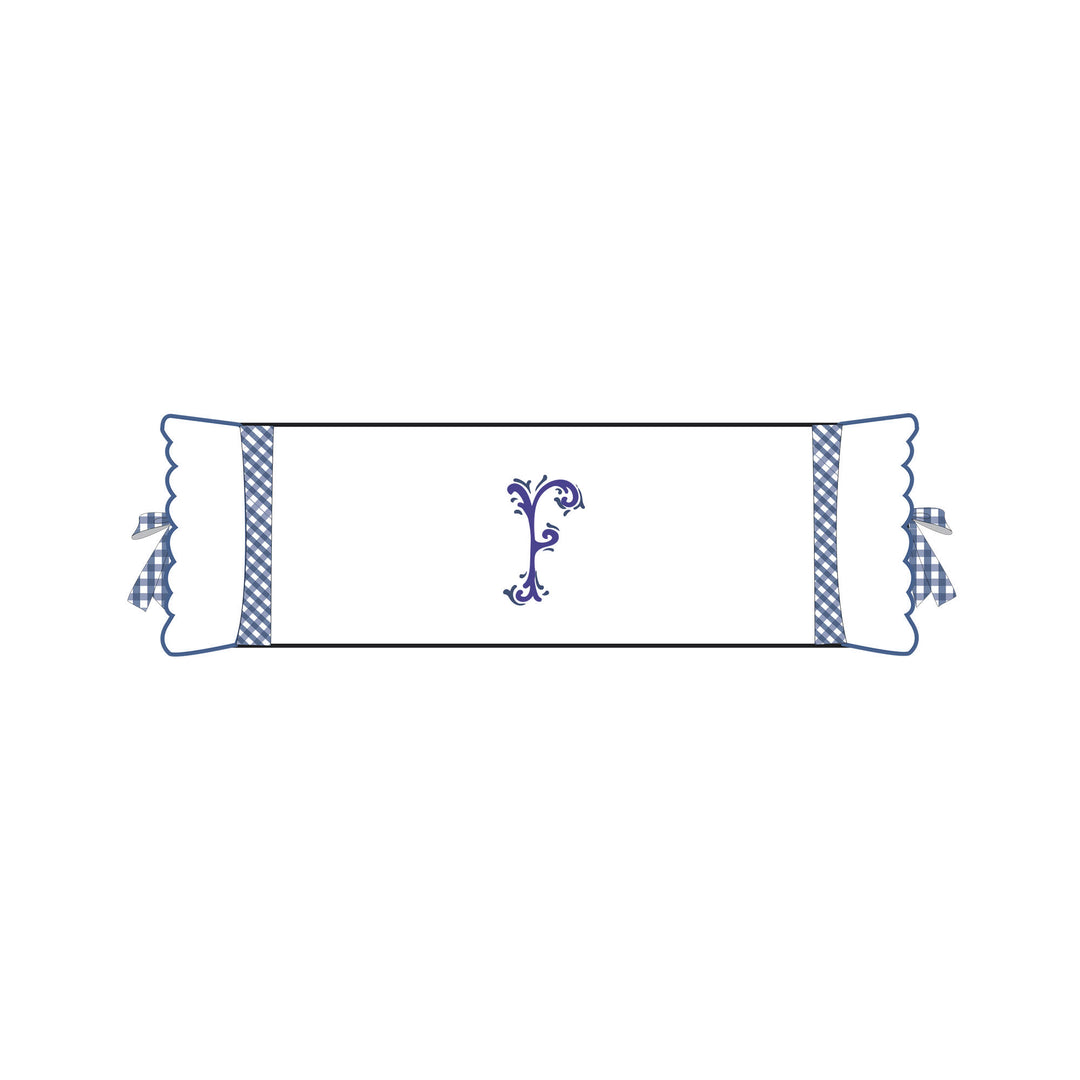 Seferî Flower Garden Bolster Cushion Cover with Monogram Embroidery - Blue