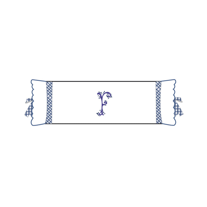 Seferî Flower Garden Bolster Cushion Cover with Monogram Embroidery - Blue