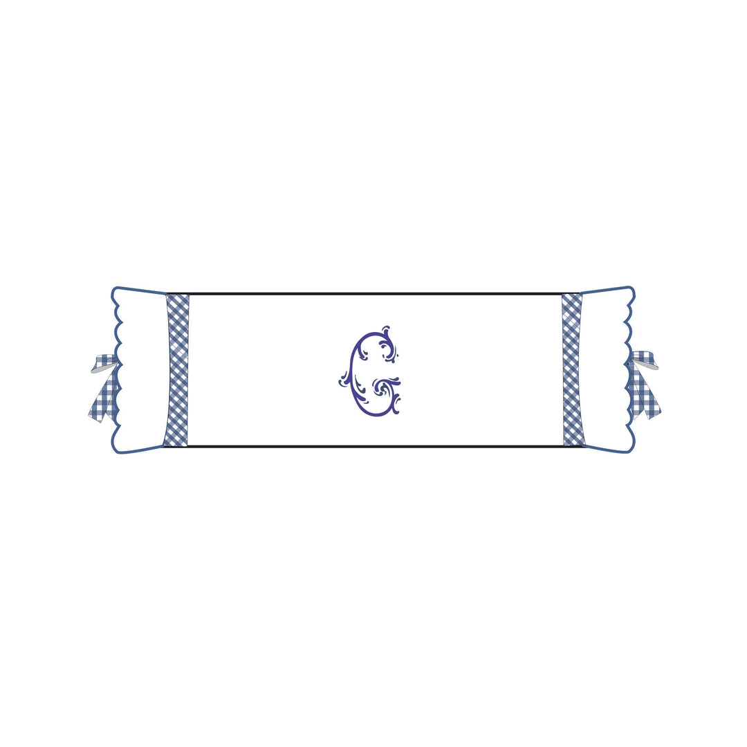 Seferî Flower Garden Bolster Cushion Cover with Monogram Embroidery - Blue