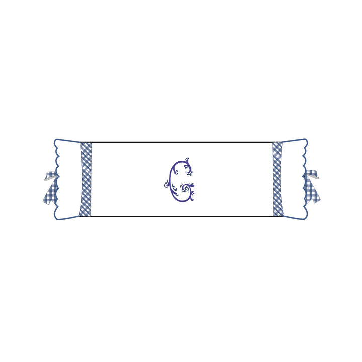 Seferî Flower Garden Bolster Cushion Cover with Monogram Embroidery - Blue