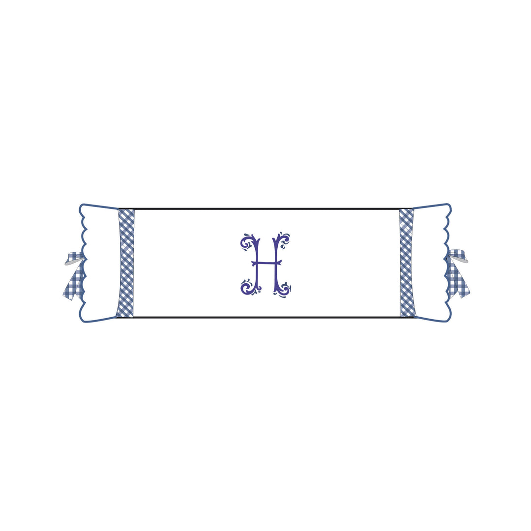 Seferî Flower Garden Bolster Cushion Cover with Monogram Embroidery - Blue