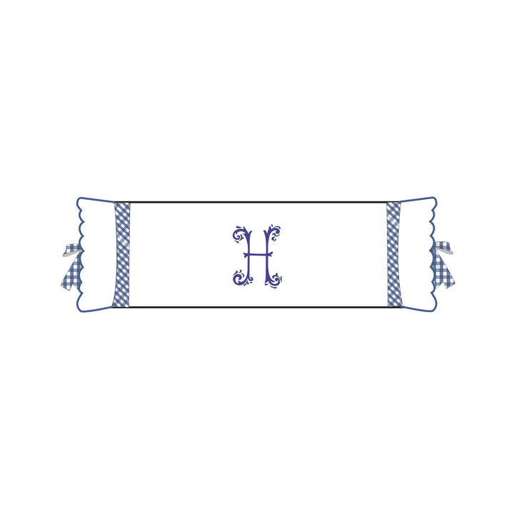 Seferî Flower Garden Bolster Cushion Cover with Monogram Embroidery - Blue