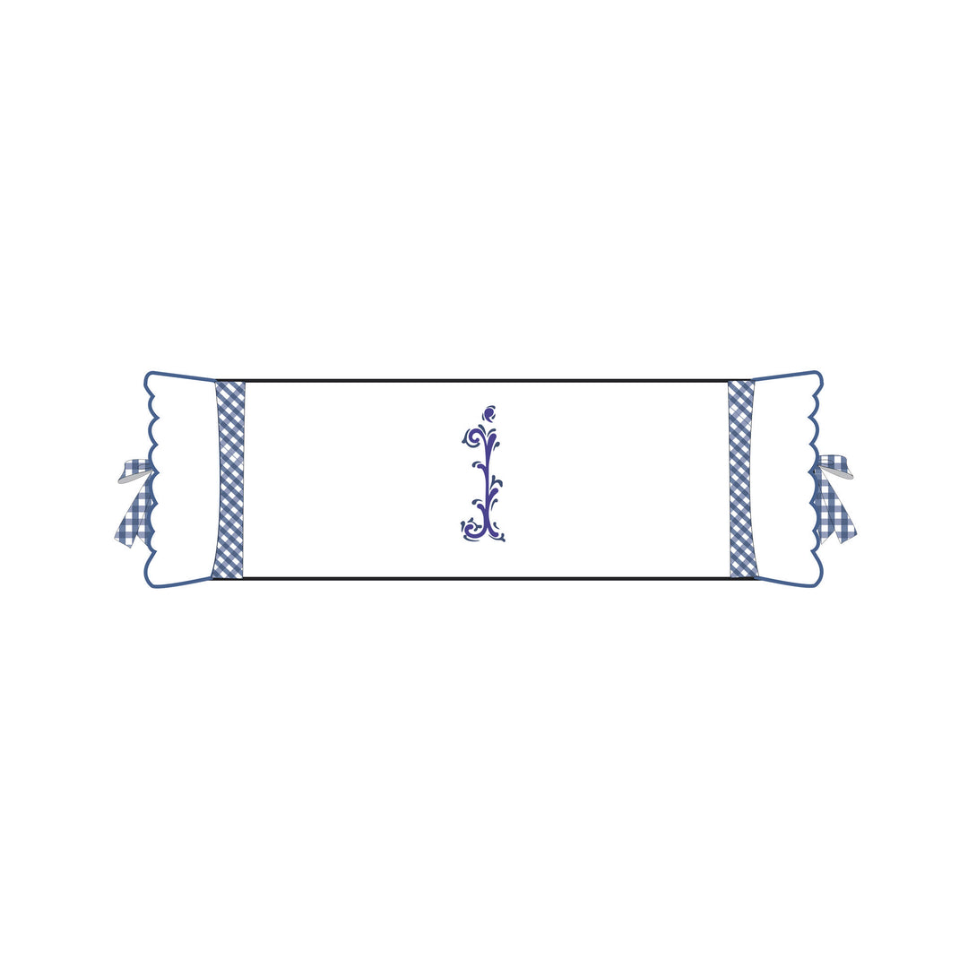 Seferî Flower Garden Bolster Cushion Cover with Monogram Embroidery - Blue
