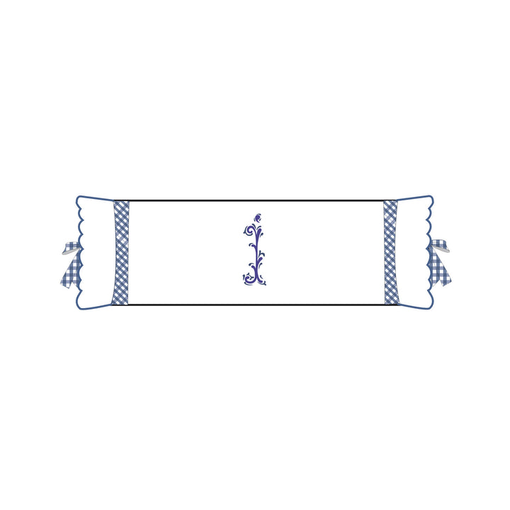 Seferî Flower Garden Bolster Cushion Cover with Monogram Embroidery - Blue