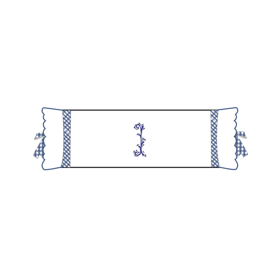 Seferî Flower Garden Bolster Cushion Cover with Monogram Embroidery - Blue