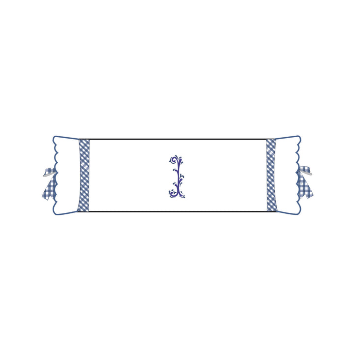 Seferî Flower Garden Bolster Cushion Cover with Monogram Embroidery - Blue