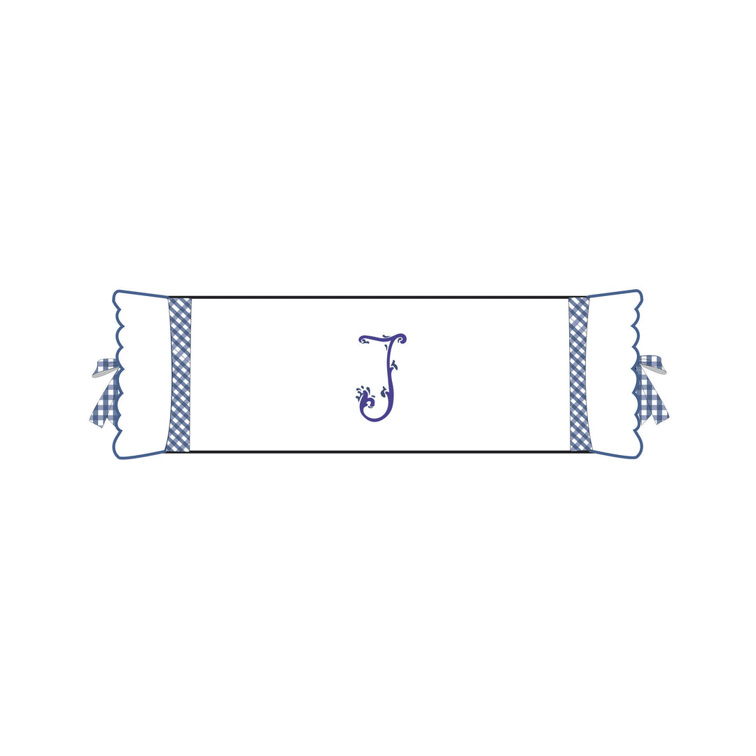 Seferî Flower Garden Bolster Cushion Cover with Monogram Embroidery - Blue