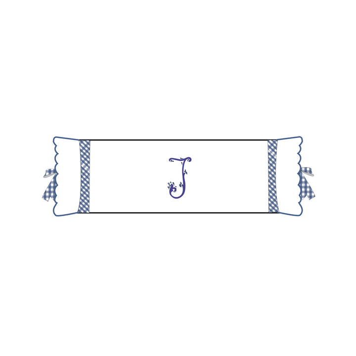 Seferî Flower Garden Bolster Cushion Cover with Monogram Embroidery - Blue