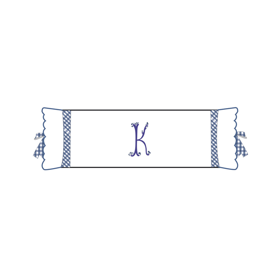 Seferî Flower Garden Bolster Cushion Cover with Monogram Embroidery - Blue