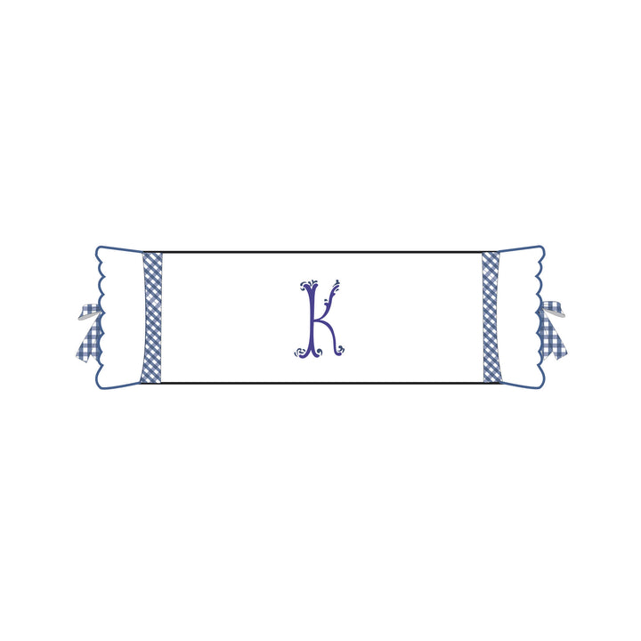 Seferî Flower Garden Bolster Cushion Cover with Monogram Embroidery - Blue