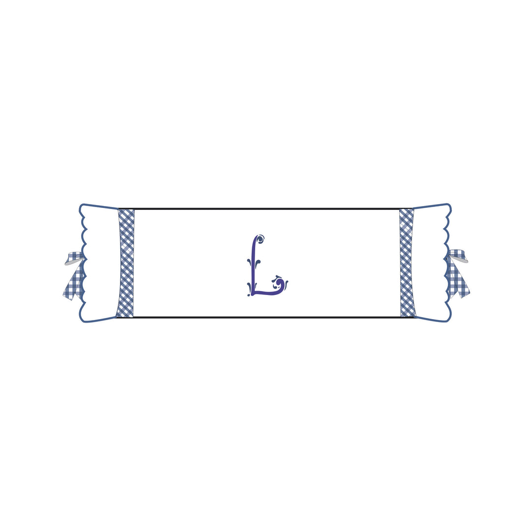 Seferî Flower Garden Bolster Cushion Cover with Monogram Embroidery - Blue