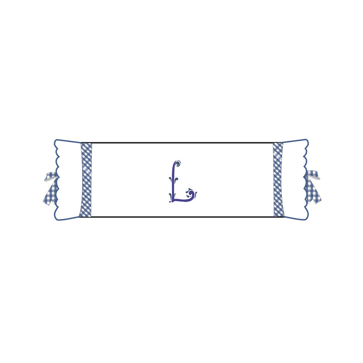 Seferî Flower Garden Bolster Cushion Cover with Monogram Embroidery - Blue