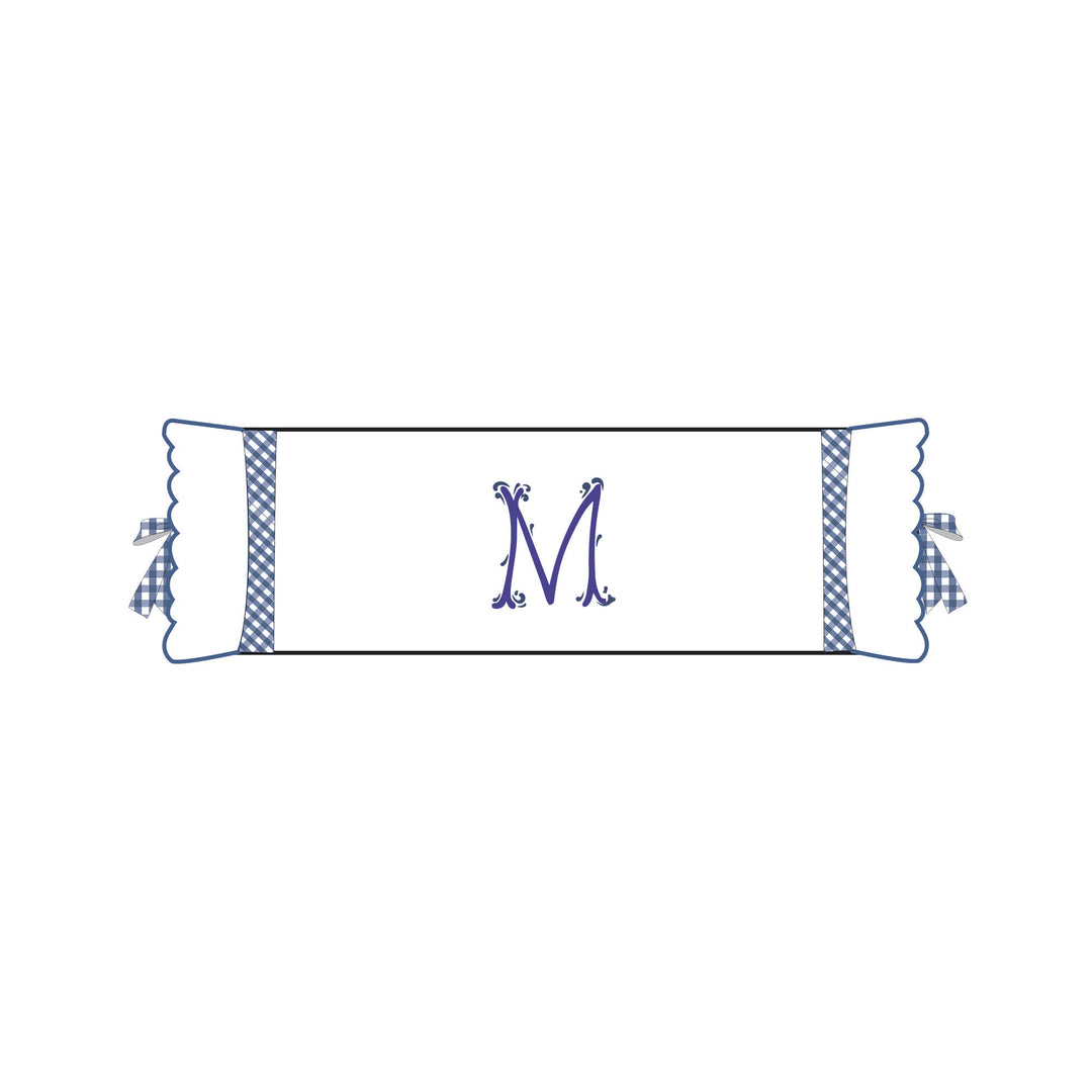 Seferî Flower Garden Bolster Cushion Cover with Monogram Embroidery - Blue