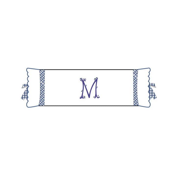 Seferî Flower Garden Bolster Cushion Cover with Monogram Embroidery - Blue