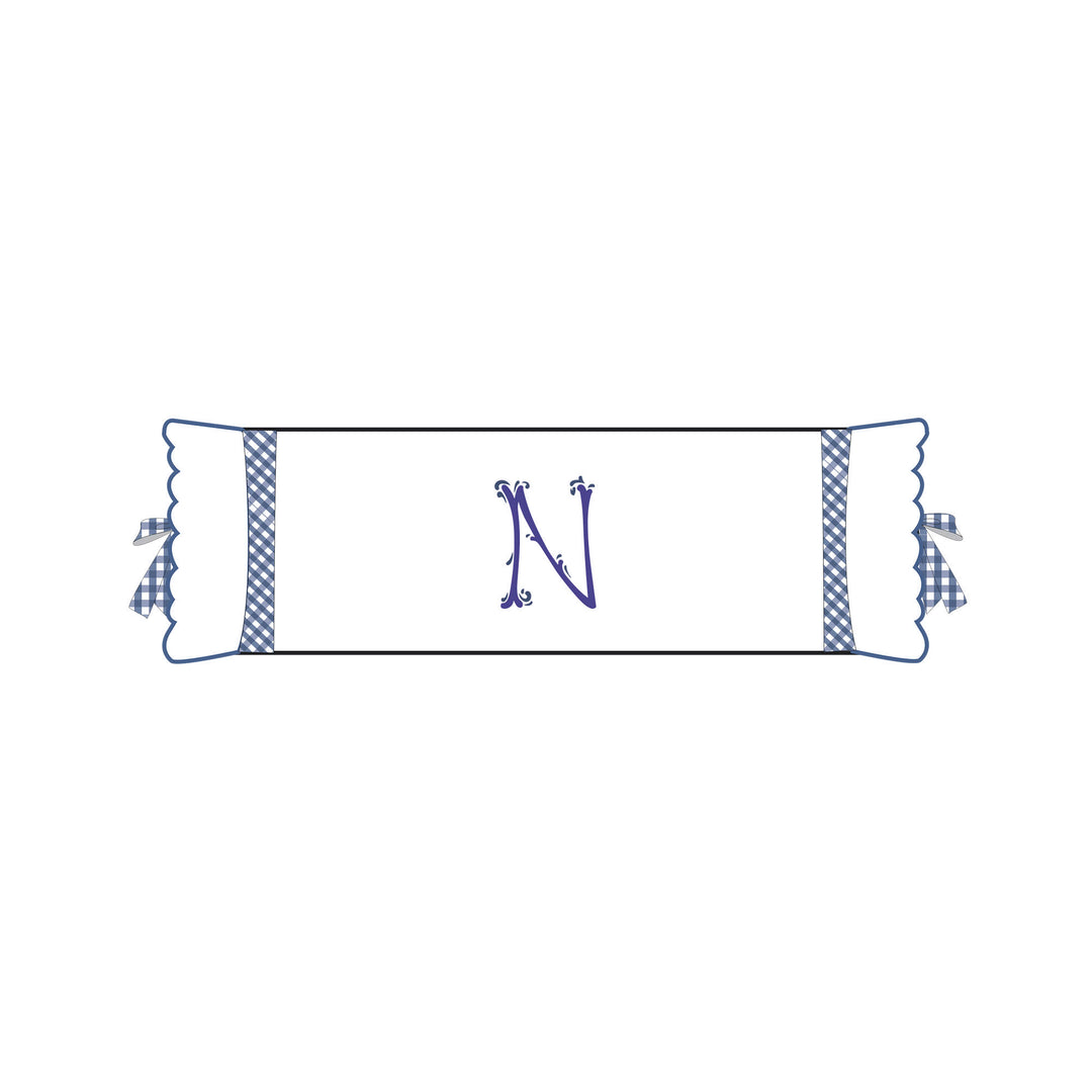 Seferî Flower Garden Bolster Cushion Cover with Monogram Embroidery - Blue
