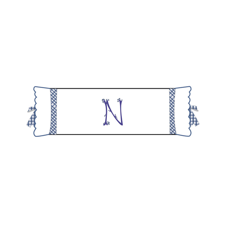 Seferî Flower Garden Bolster Cushion Cover with Monogram Embroidery - Blue