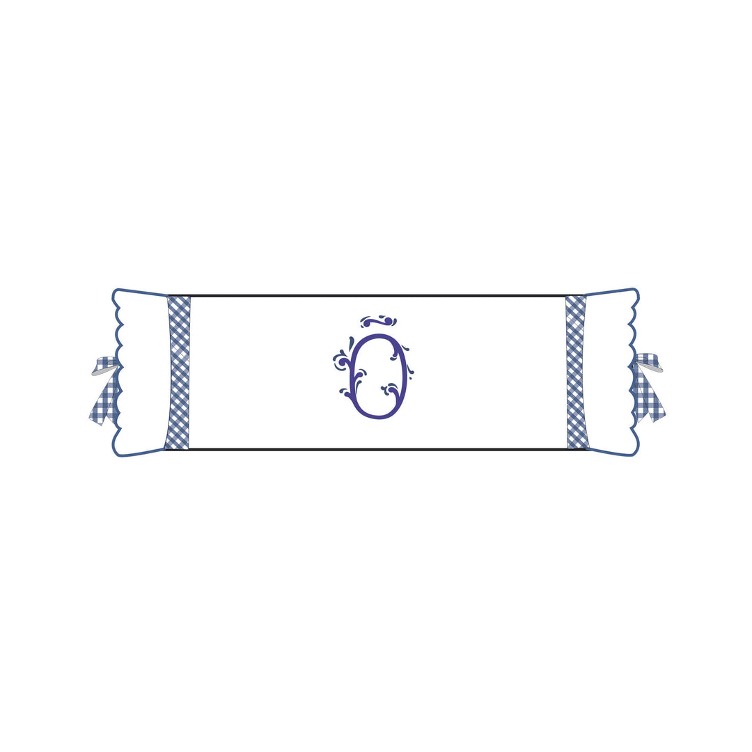 Seferî Flower Garden Bolster Cushion Cover with Monogram Embroidery - Blue