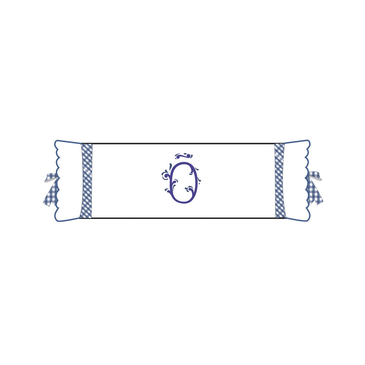 Seferî Flower Garden Bolster Cushion Cover with Monogram Embroidery - Blue