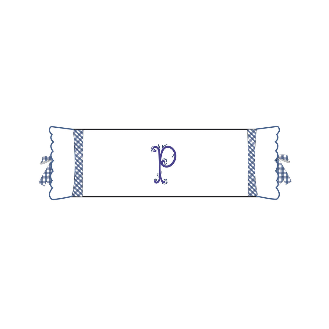Seferî Flower Garden Bolster Cushion Cover with Monogram Embroidery - Blue