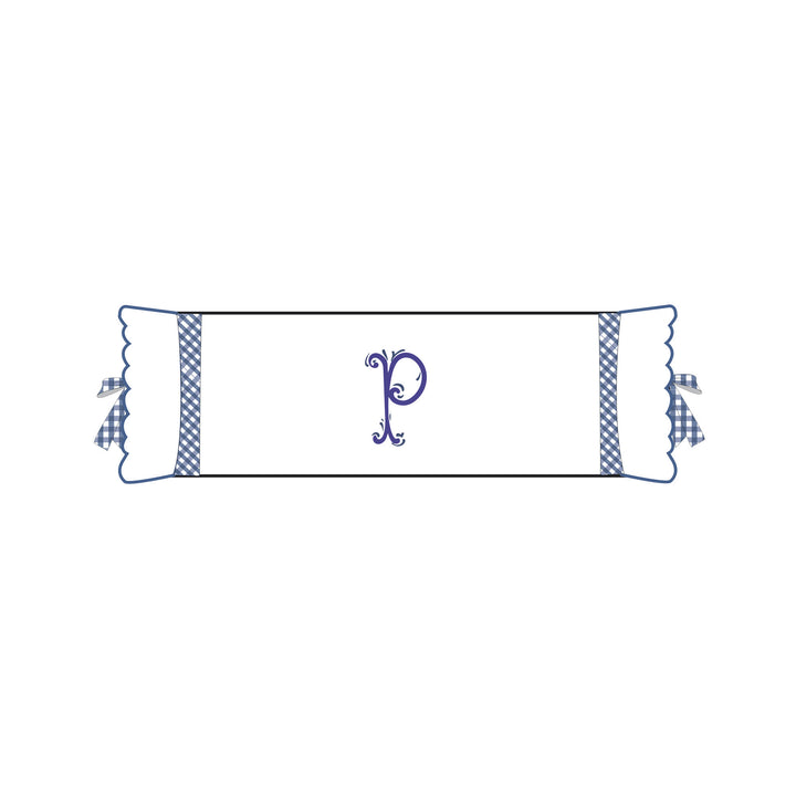 Seferî Flower Garden Bolster Cushion Cover with Monogram Embroidery - Blue
