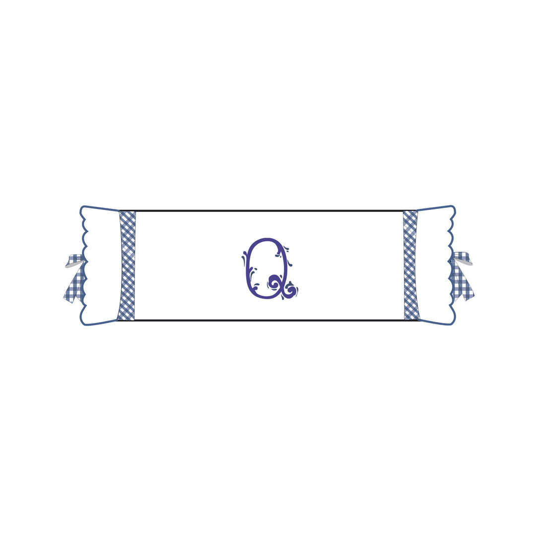 Seferî Flower Garden Bolster Cushion Cover with Monogram Embroidery - Blue