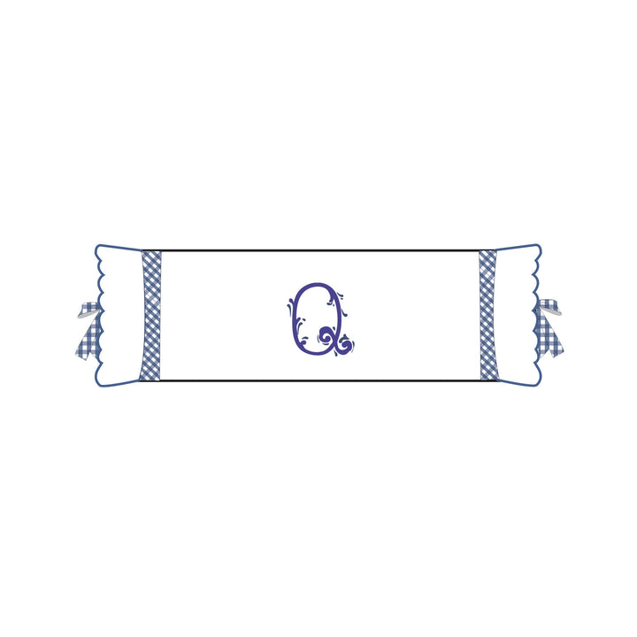 Seferî Flower Garden Bolster Cushion Cover with Monogram Embroidery - Blue
