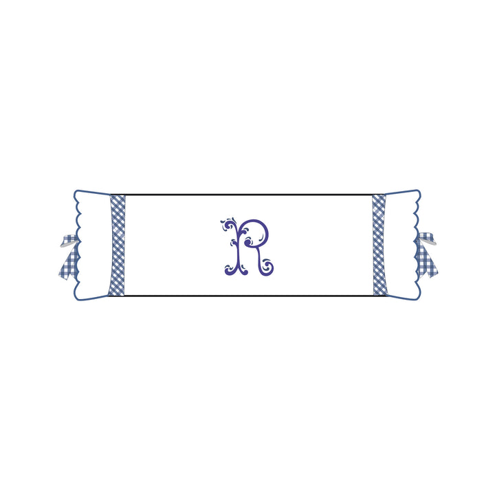 Seferî Flower Garden Bolster Cushion Cover with Monogram Embroidery - Blue