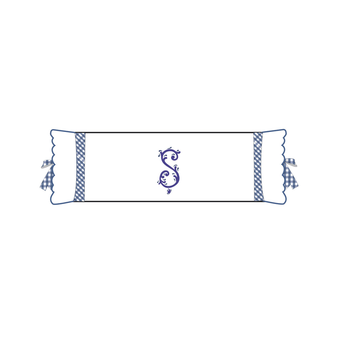 Seferî Flower Garden Bolster Cushion Cover with Monogram Embroidery - Blue