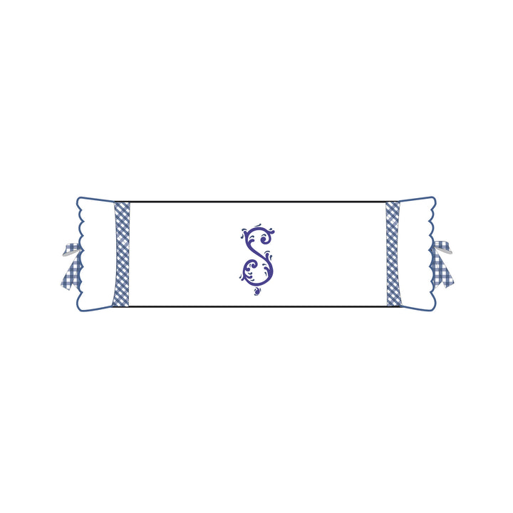 Seferî Flower Garden Bolster Cushion Cover with Monogram Embroidery - Blue