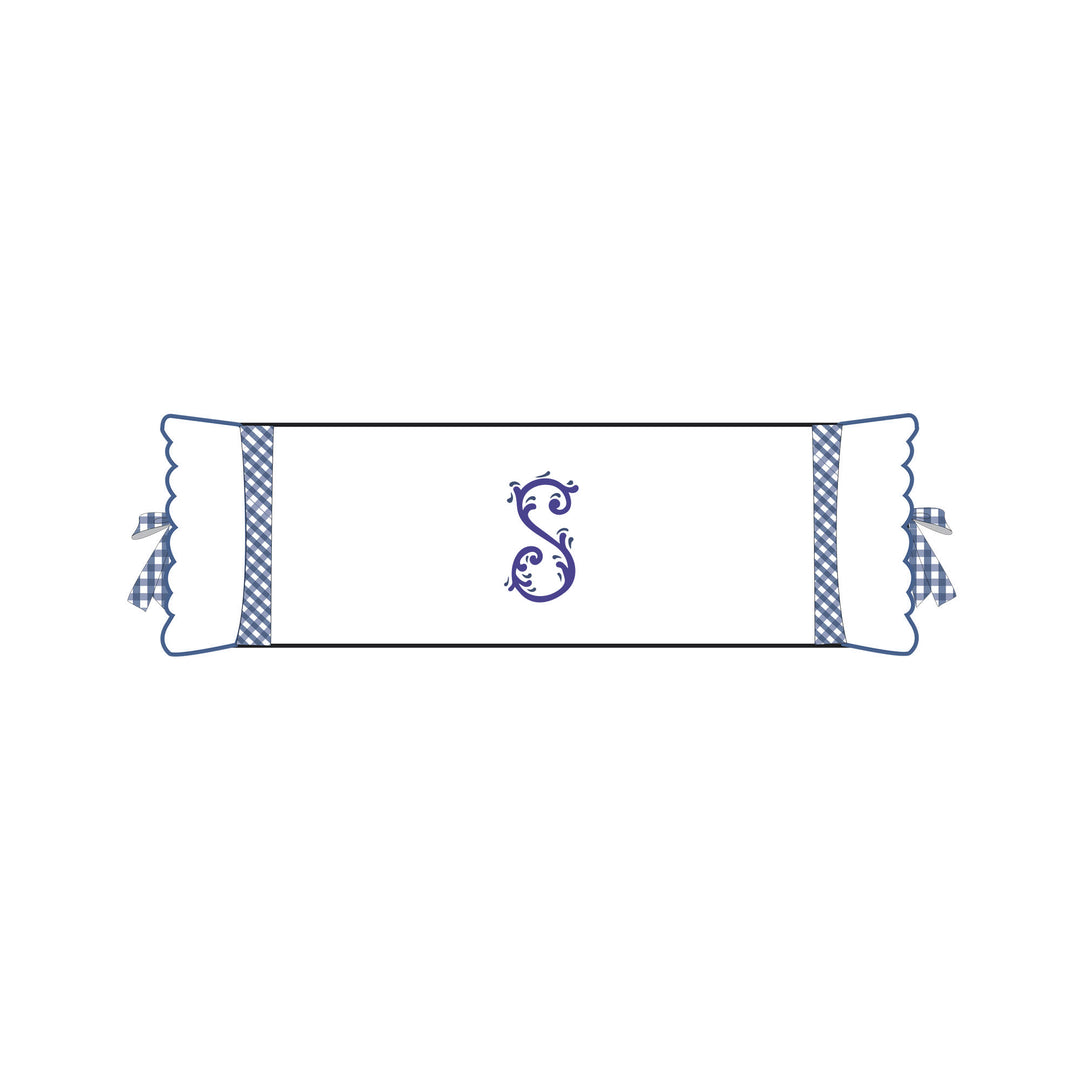 Seferî Flower Garden Bolster Cushion Cover with Monogram Embroidery - Blue