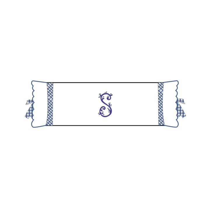 Seferî Flower Garden Bolster Cushion Cover with Monogram Embroidery - Blue
