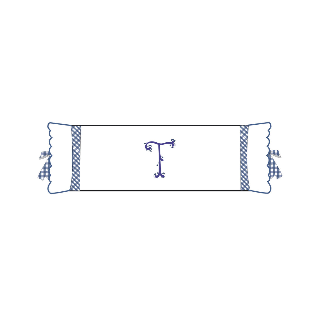 Seferî Flower Garden Bolster Cushion Cover with Monogram Embroidery - Blue